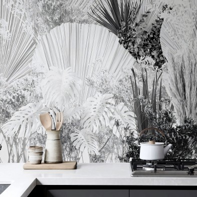 Blancadona - Washable self-adhesive Vinyl Mural for kitchens bathrooms furniture local walls leaves minimalism warm lokoloko
