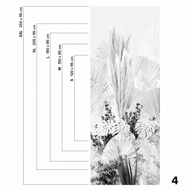 Blancadona - 4 piece washable self-adhesive vinyl mural for kitchens bathrooms furniture walls leaves minimalism warm lokoloko