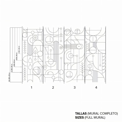 Line blanco y negro - Mural completo de vinilo autoadhesivo lavable opaco para paredes y muebles baños y cocinas