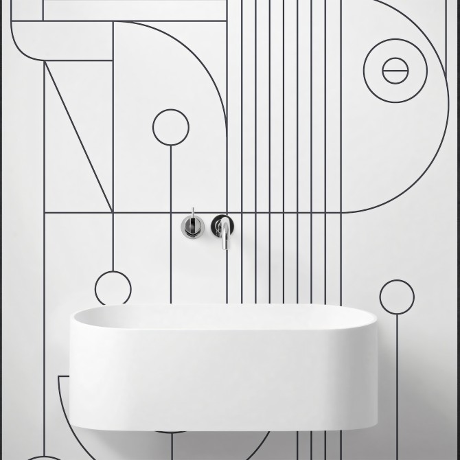 line blanco y negro - vinilo lavable autoadhesivo para paredes banos aseos azulejos lavabo minimalismo calido lokoloko