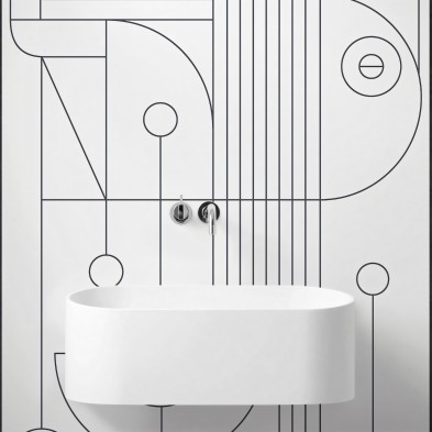 line blanco y negro - vinilo lavable autoadhesivo para paredes banos aseos azulejos lavabo minimalismo calido lokoloko