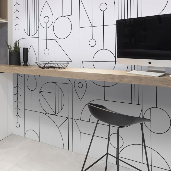 line blanco y negro - vinilo lavable autoadhesivo para paredes de cocinas, azulejos, frentes, barras, geometria lokoloko