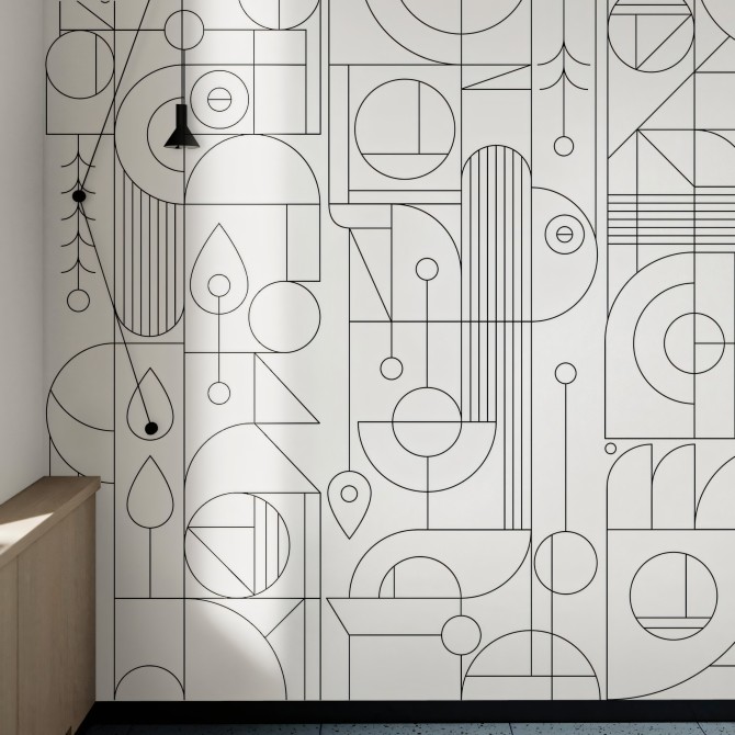 Line blanco y negro - Mural de Papel pintado pared ecologico autoadhesivo para paredes lisas recibidores, dormitorios, salones