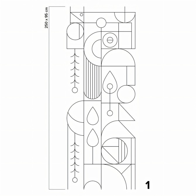 Line blanco y negro - Pieza 1 -  geometría Bauhaus art deco. Papel de pared autoadhesivo pintado. Lokoloko