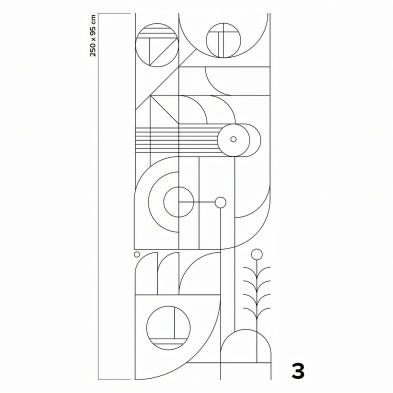 Line blanco y negro - Pieza 3 -  geometría Bauhaus art deco. Papel de pared autoadhesivo pintado. Lokoloko