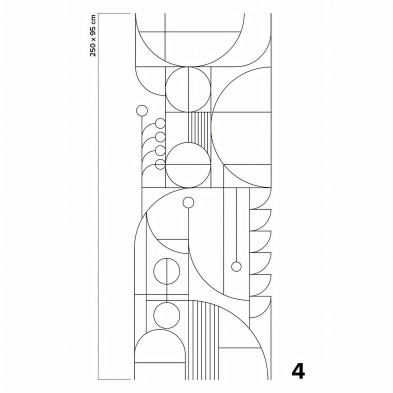 Line blanco y negro - Pieza 4 -  geometría Bauhaus art deco. Papel de pared autoadhesivo pintado. Lokoloko