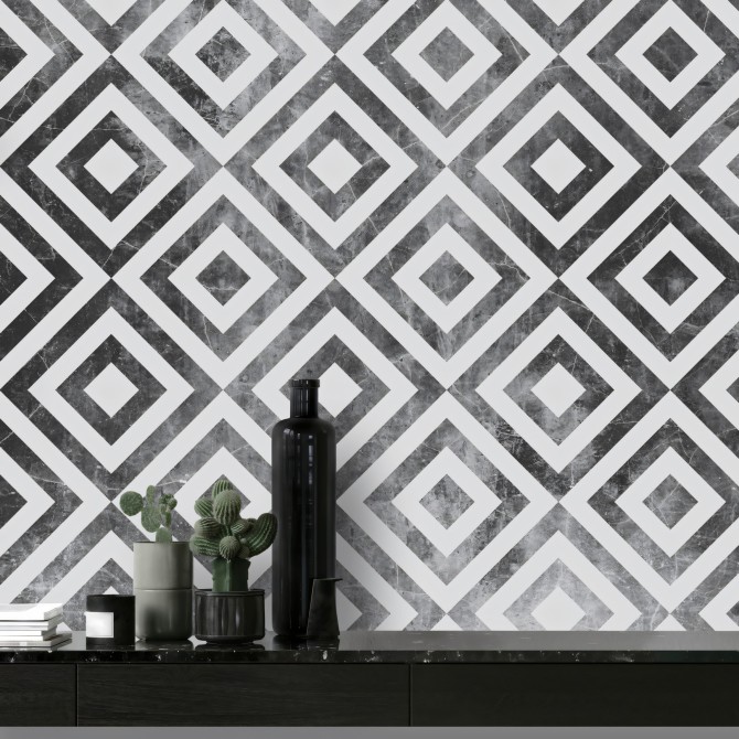 Worn Squares. Washable vinyl, ecological inks, water resistant, antibacterial for tiles and backslash Kitchen. Lokoloko