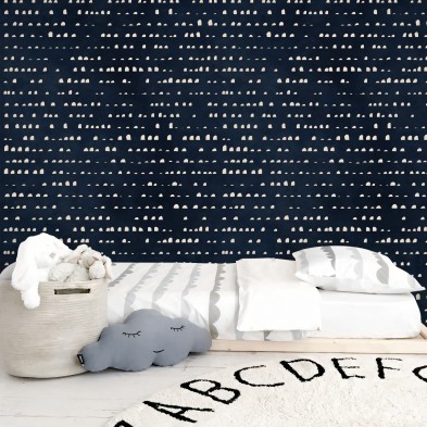 Serene Night. Washable, texture vinyl, eco-friendly inks, opaque, antibacterial for bedroom children walls. Lokoloko