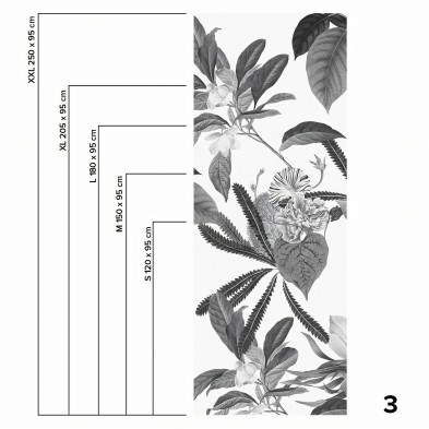 Flores de terciopelo blanco y negro - pieza 3 - vinilo lavable autoadhesivo opaco para muebles y paredes cocinas y baños