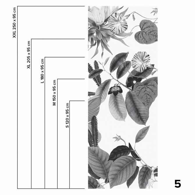 Flores de terciopelo blanco y negro - pieza 5 - vinilo lavable autoadhesivo opaco para muebles y paredes cocinas y baños
