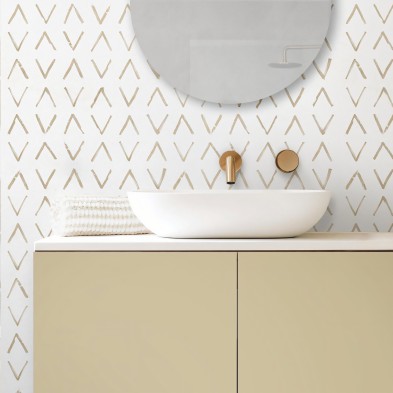 Mudcloth Africano mini tierra. Vinilo lavable, tintas ecologicas, resistente al agua, antibacterias para paredes de baños.