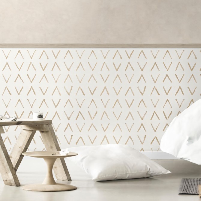 Mudcloth Africano mini Tierra. Papel pintado ecológico autoadhesivo texturizado para paredes de dormitorios. Lokoloko