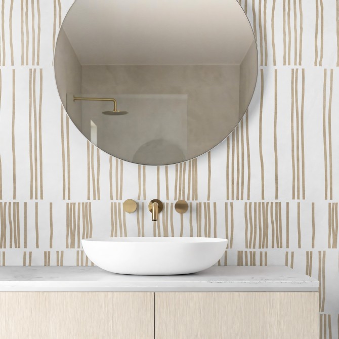 Overlap earth. Washable, texture vinyl, eco-friendly inks, water resistant, antibacterial for bathroomwall tiles. Lokoloko