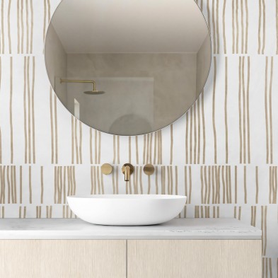 Overlap earth. Washable, texture vinyl, eco-friendly inks, water resistant, antibacterial for bathroomwall tiles. Lokoloko