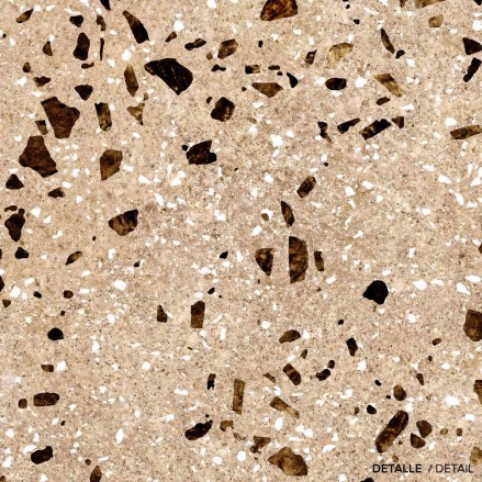 Terrazo Beneto - Vinilo Lokoloko lavable, autoadhesivo para paredes, azulejos, copetes y frentes cocinas en tonos tierras.