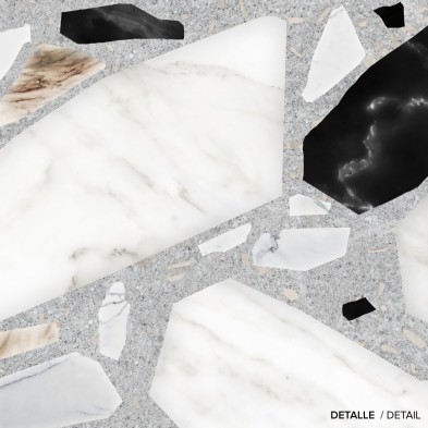 Terrazo Celestia -vinilo lavable autoadhesivo opaco para paredes, muebles y suelos cocina baños. Detalle lokoloko