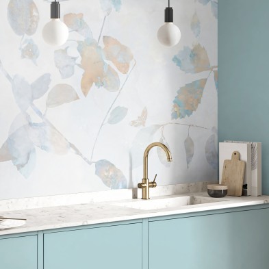 Zen - mural vinilo autoadhesivo lavable opaco para muebles paredes cocina floral azul dinamarca lokoloko