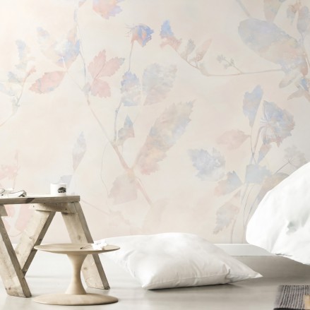 Aomori - Papel pintado pared ecologico autoadhesivo para superficies lisas dormitorios infantiles floral rosa azul - Lokoloko