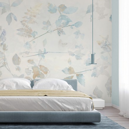 Aomori -  papel pared ecologico sin pvc autoadhesivo para paredes de dormitorios infantiles. Floral, rosa, azul. Lokoloko