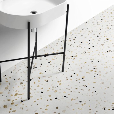 Terrazo Africano. Vinilo lavable autoadhesivo para suelos de baños, aseos con azulejos, baldosas o marmol. Lokoloko