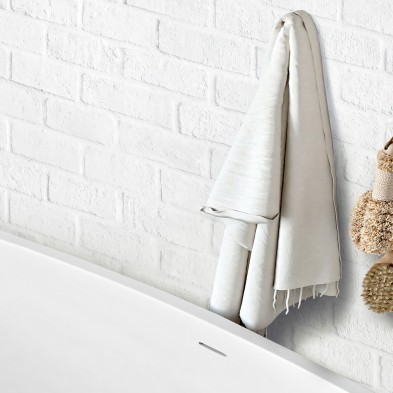 Ladrillo Blanco. Vinilo lavable autoadhesivo para paredes de azulejos en baños, aseos, duchas, bañeras. Lokoloko