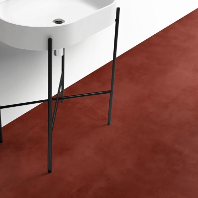 Hormigón rojo oscuro. Vinilo lavable autoadhesivo para suelos de baños, aseos con azulejos, baldosas o marmol. Lokoloko