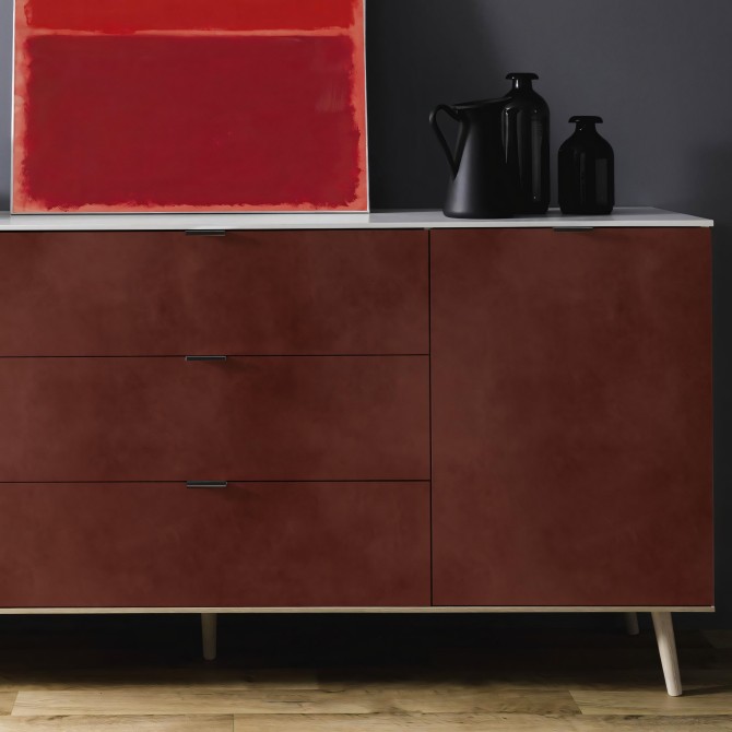 Hormigón rojo oscuro. Vinilo lavable autoadhesivo para muebles salon comedor cajones puertas aparador. Lokoloko