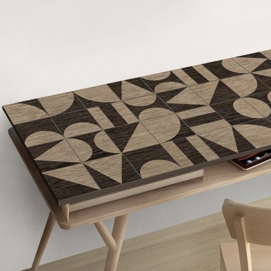 azulejos de madera Boho Bauhaus - Vinilo lavable autoadhesivo para muebles, suelos y paredes