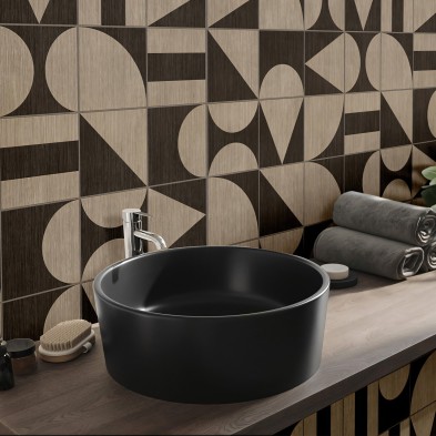 azulejos de madera Boho Bauhaus - Vinilo lavable autoadhesivo para muebles, suelos y paredes