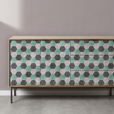 Hexagons of 3 colors (mini). Textured washable vinyl for sideboard furniture. lokloko