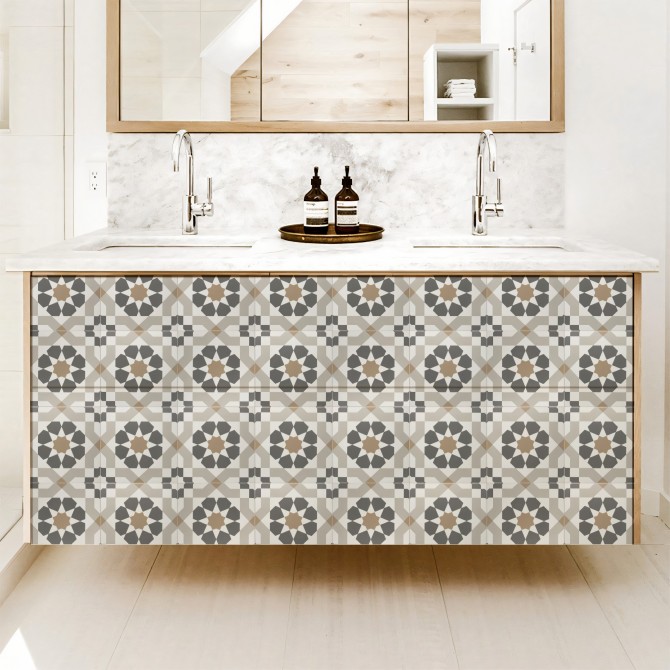 Patrón Vintage 3. Vinilo lavable, tintas ecologicas, resistente al agua, antibacterias para forrar muebles de baño. Lokoloko