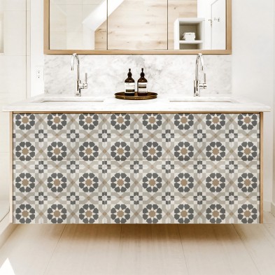 Patrón Vintage 3. Vinilo lavable, tintas ecologicas, resistente al agua, antibacterias para forrar muebles de baño. Lokoloko