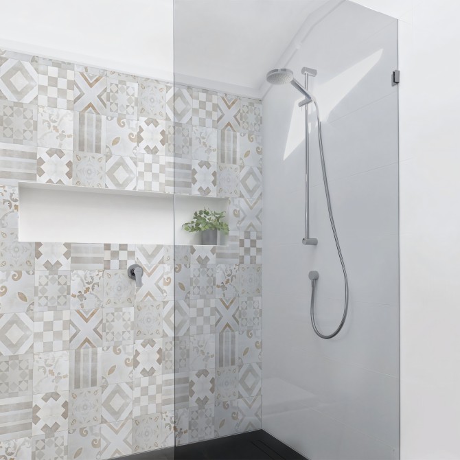 Patrón Vintage 5. Washable vinyl, eco-friendly inks, water resistant, antibacterial for shower wall tiles. Lokoloko