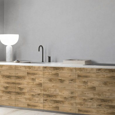 Madera 17 Vinilo lavable, tintas ecologicas, resistente al agua, antibacterias para muebles de cocina. Lokoloko