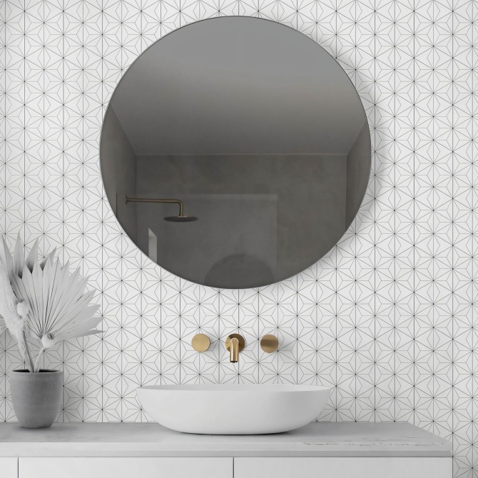 Hexágonos Abstractos 1 vinilo autoadhesivo lavable para muebles paredes suelos lavabo cuarto baño geometrico detalle lokoloko