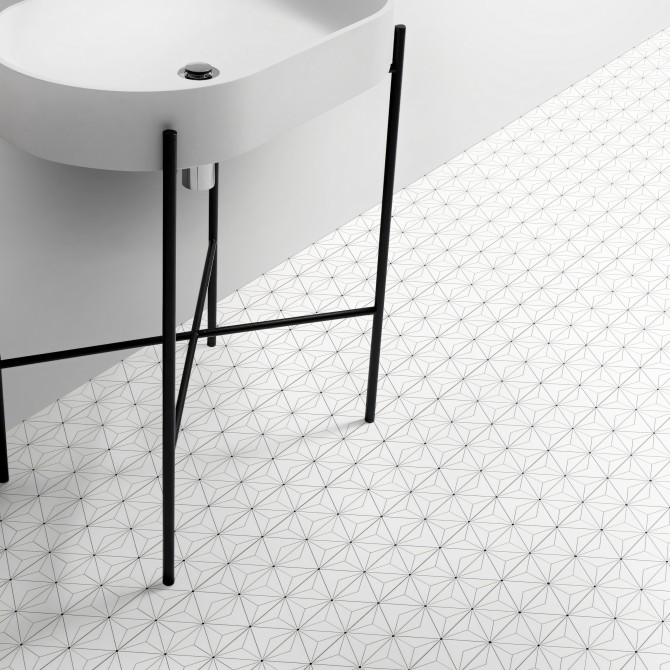 Hexágonos Abstractos 1 vinilo autoadhesivo lavable para suelos lavabo cuarto baño geometrico detalle lokoloko