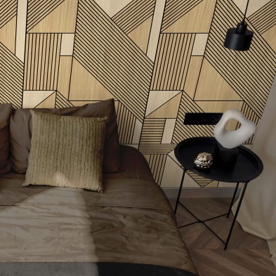Bergen Geometric Wood. Washable self-adhesive eco inks. Vinyl for walls bedroom. Lokoloko