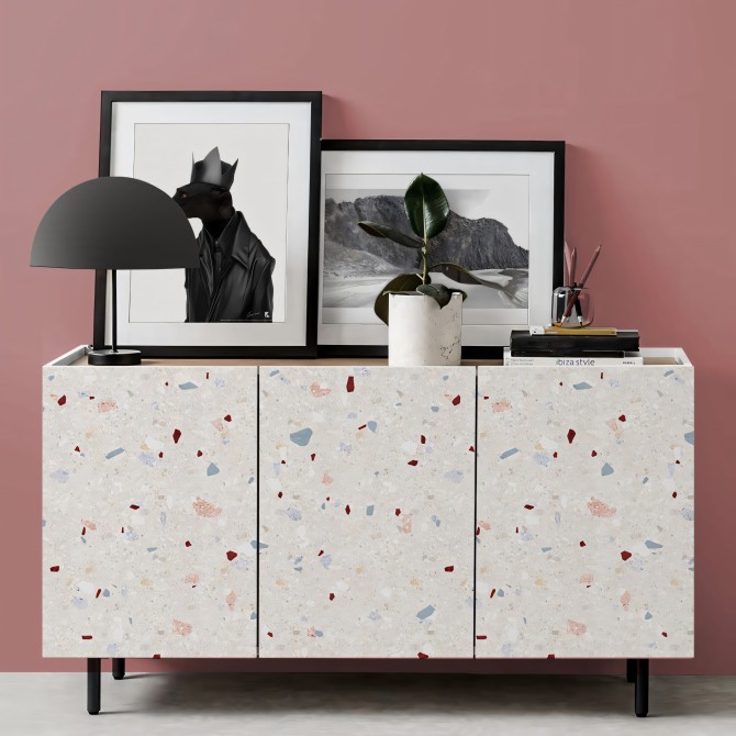 Terrazo Bella - Vinilo lavable autoadhesivo para muebles, suelos y paredes