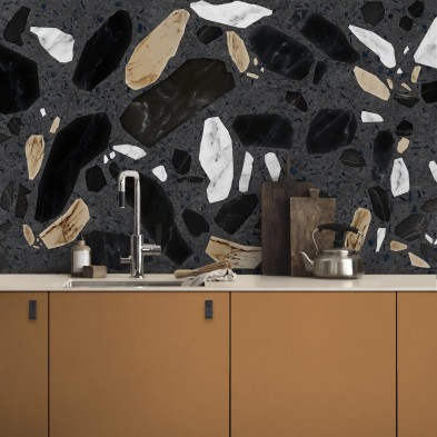 Correr Terrazzo. Washable self-adhesive opaque Vinyl for walls tiles kitchen backsplash. Lokoloko