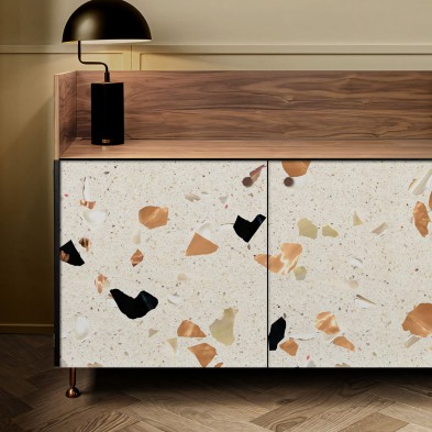 Decorative vinyl of warm tones terrazzo surface
