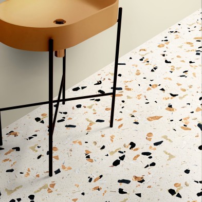 Decorative vinyl of warm tones terrazzo surface