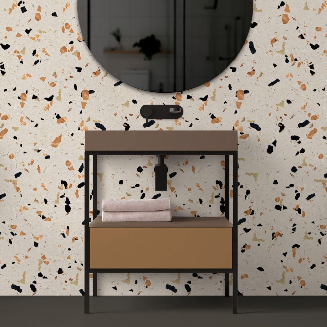 Decorative vinyl of warm tones terrazzo surface