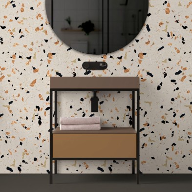 Terrazo cálido contrastado - Vinilo para muebles, suelos y paredes