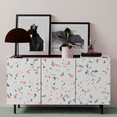 Terrazo Mediterraneo. Vinilo autoadhesivo, lavable, opaco, para muebles con puertas y cajones. Lokoloko