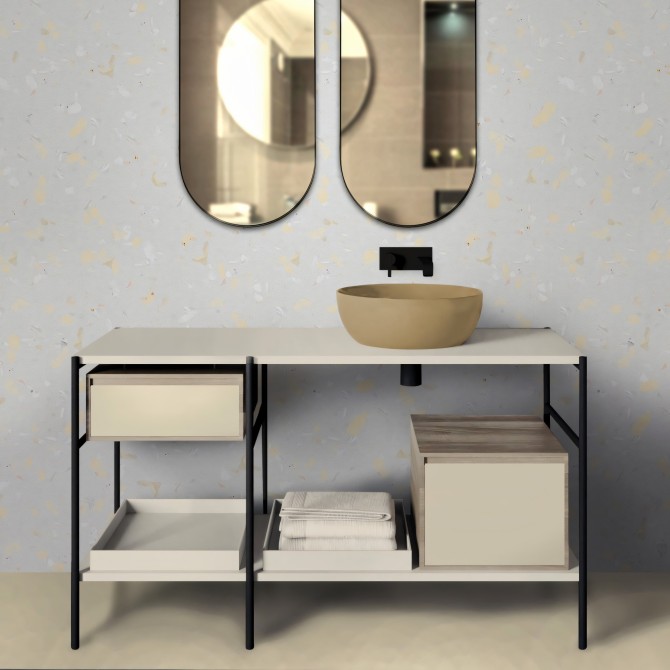 Light Yellow Terrazzo. Washable self-adhesive eco inks Vinyl for tiles walls, shower and bath for bathroom. Lokoloko
