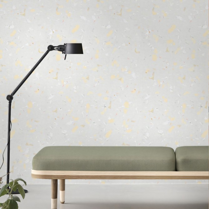 Light Yellow Terrazzo. Washable self-adhesive eco inks. Vinyl for walls living or dining room. Lokoloko