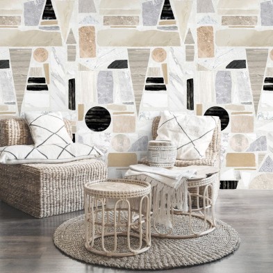 Big 2 Terrazzo. Washable self-adhesive eco inks. Vinyl for gotele walls living room or dining room. Lokoloko