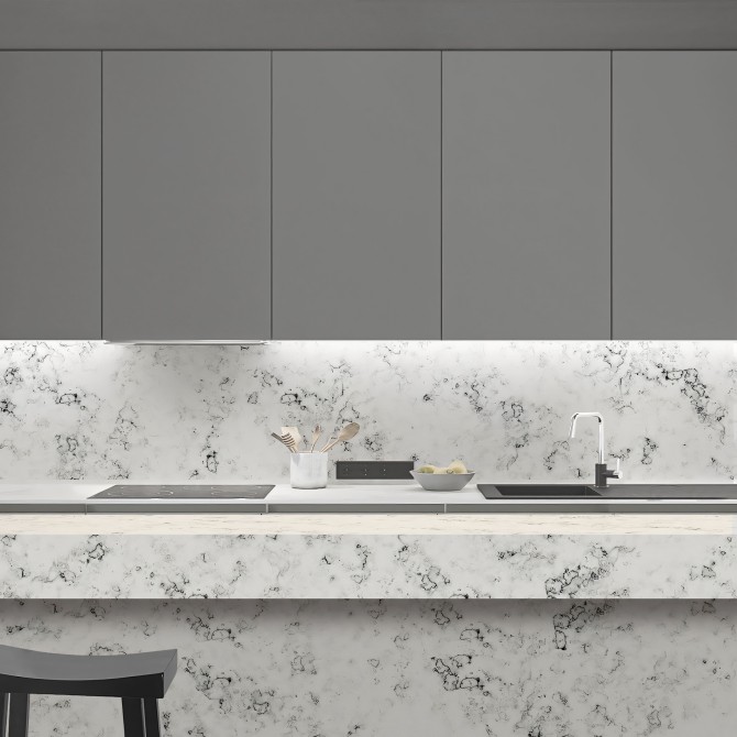 Washable vinyl, ecological inks, White Marble 2 water resistant, antibacterial for tiles and backslash Kitchen. Lokoloko