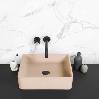Mármol Calacatta Blanco - Vinilo Lokoloko lavable y autoadhesivo para paredes y azulejos de baño, en color blanco y gris.