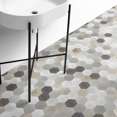 Hexagonal Ceramic Pattern 1. Vinyl bathroom flooring, non-slip and antibacterial, water resistant. Lokoloko